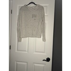 Good Hyouman Hoodie Pullover Sweatshirt Small Gray Breathe In Breathe Out